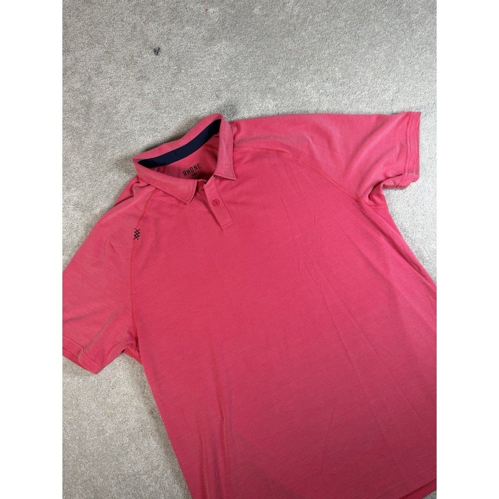 Rhone Delta Pique Polo Light Red Pink Golf Casual Athleisure Wear Mens L